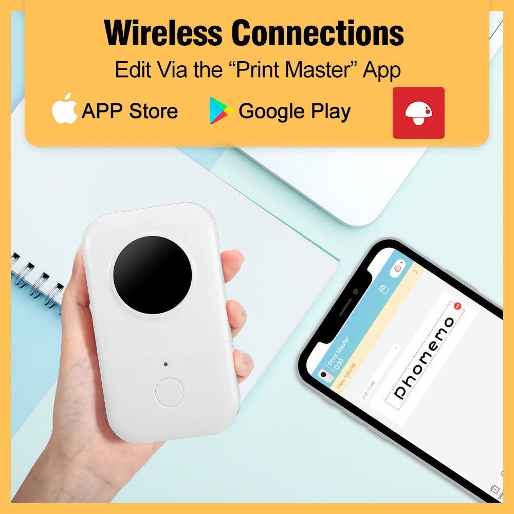 Phomemo D30 No Ink Label Printer Smartphone Mini Ticket Sticker Makers Colorful Labeler Gold Silver Paper Thermal Notes Machine |