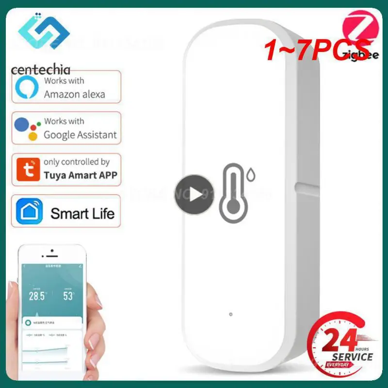 

Датчик температуры и влажности Tuya ZigBee/Wi-Fi, домашний подключенный термометр, совместим с Smart Life, Alexa, Google Assistant, 1 ~ 7 шт.