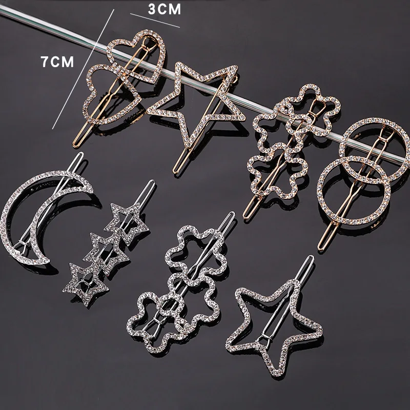 

Rhinestone Star Moon Flower Fashion Alloy Hair Clips For Women Girl Hair Ties Hairpins Hair Band Headband Hair Accessories Gift