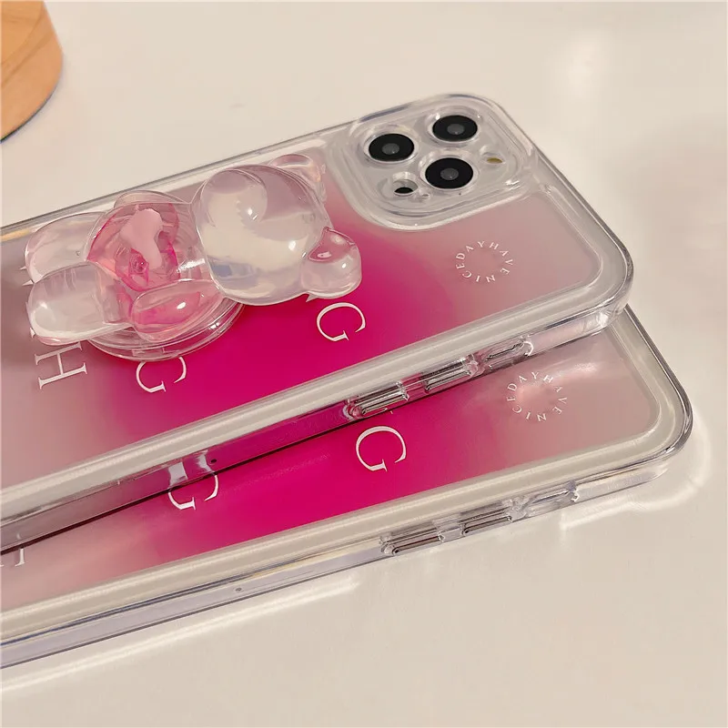 Чехол-подставка с градиентным медведем для iphone 11 Противоударные Защитные чехлы 13