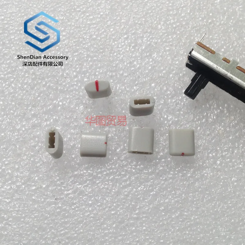 

10pcs 100% new Equalizer potentiometer push cap hole 4mm gray red dot plastic handle sliding potentiometer push knob cap