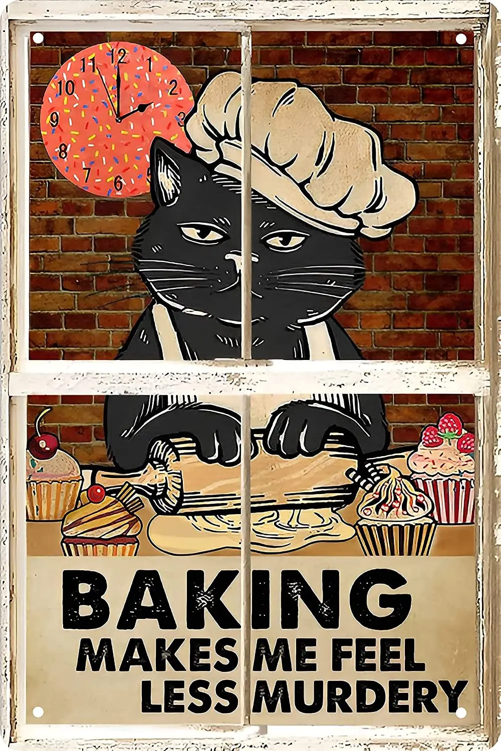 

Bake Lovers Retro Metal Tin Sign Baking Makes Me Feel Less Murdery Vintage Art for Home Office Room Coffee Bar Wall Decor Poster