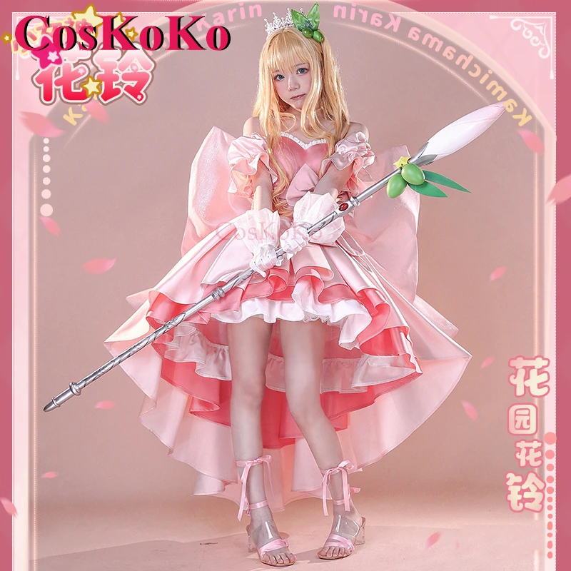 CosKoKo Hanazono Karin Косплей Аниме Kamichama Костюм Милое великолепное розовое торжественное