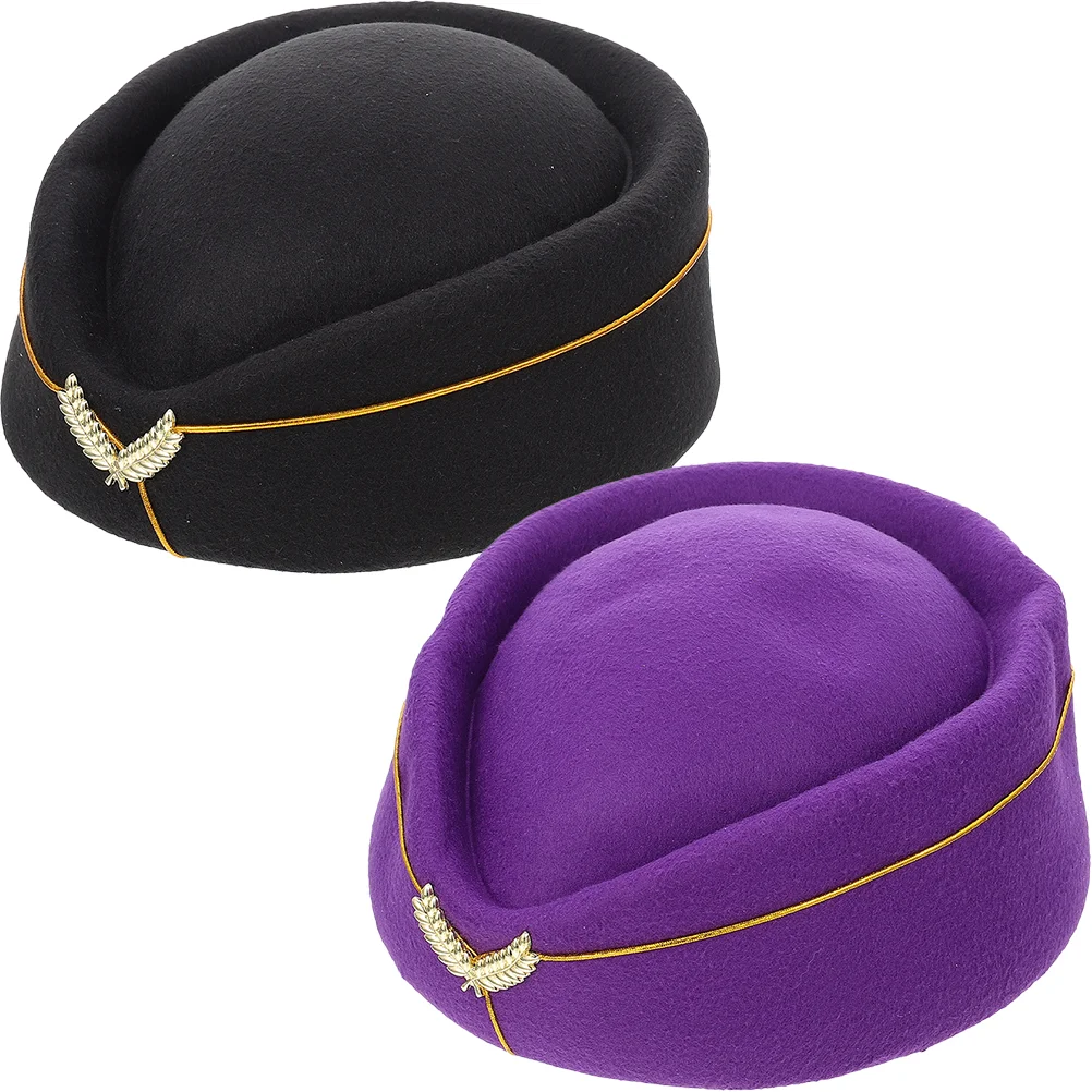 

Hat Stewardess Attendant Flight Costume Cosplay Accessories Prop Cap Felt Women Airline Hostess Pilot Uniform Hats Beret Stage