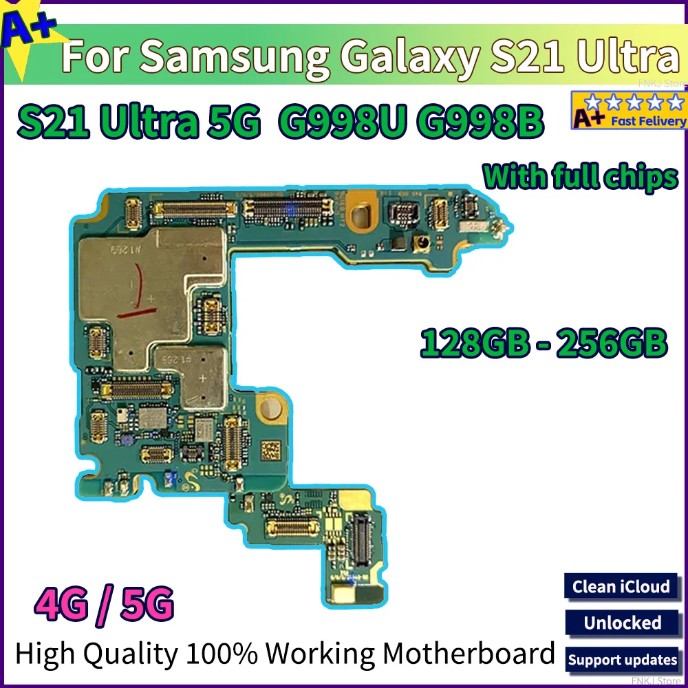 Материнская Плата Samsung Galaxy S21 Ultra G998B/G998U 128 ГБ 256 Чип Класса A+