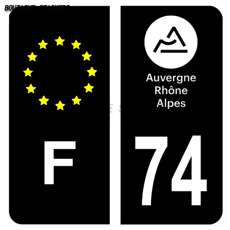 

Boutique License Plate Sticker Black Blue&amp F Europe03 Allier01 Ain 74 Haute Savoie Noir&amp F EU Waterproof PVC Decal