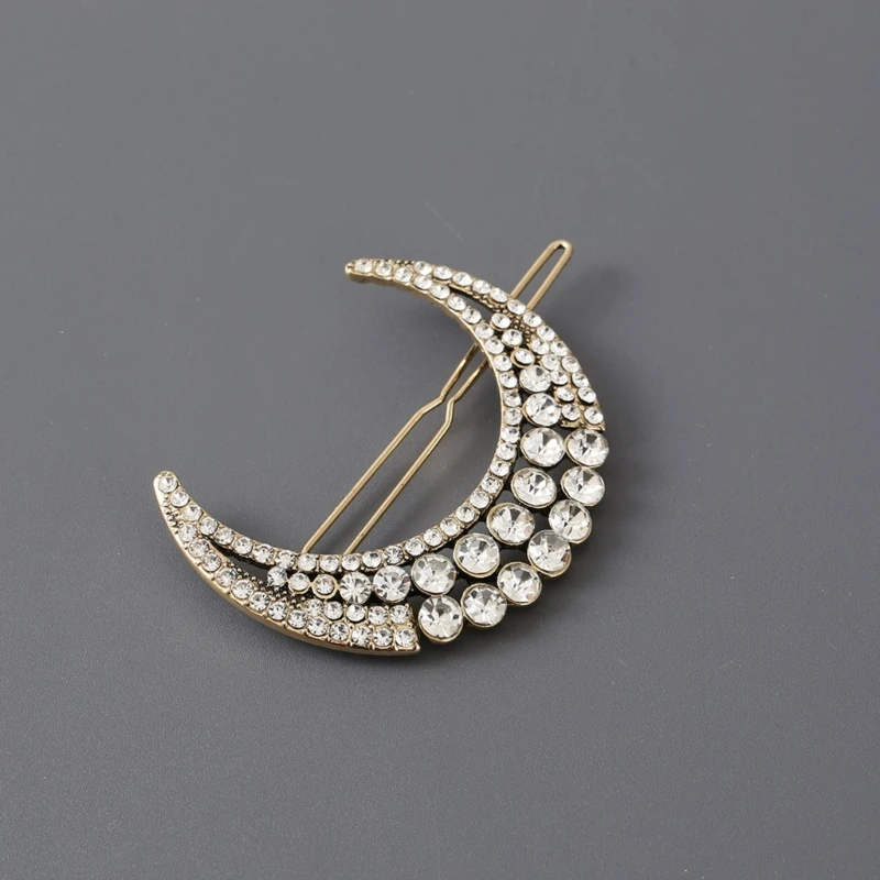 Металлическая заколка для волос в форме луны со стразами на день рождения летние