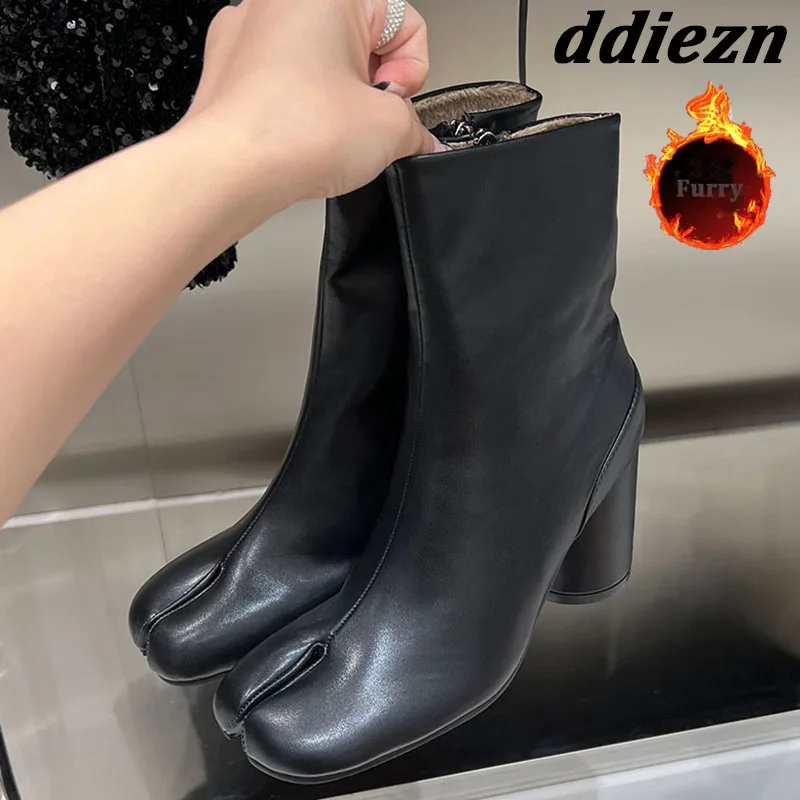 

New 2023 Fashion Women Ankle Boots Winter Plush Ladies Short Fur Boots Shoes Zippers Casual Female Round Heel Booties Pumps