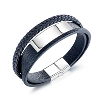 mens jewelry hand ornament titanium steel mens multi layer leather bracelet