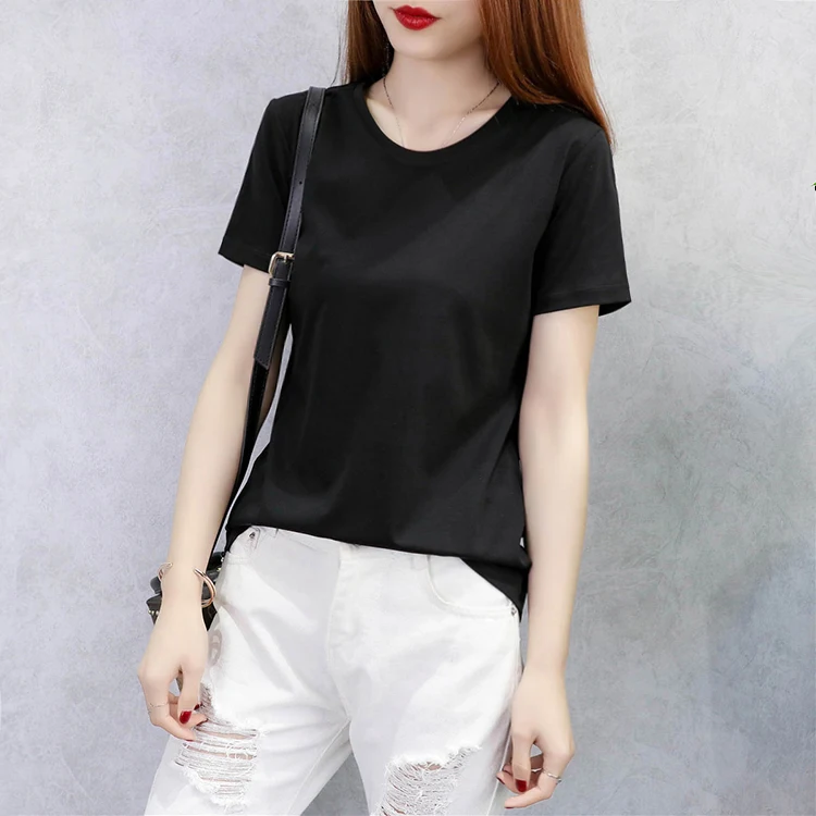 

W1153 -2020 summer new Korean short bottoming shirt net red slim slimming solid color short-sleeved T-shirt female