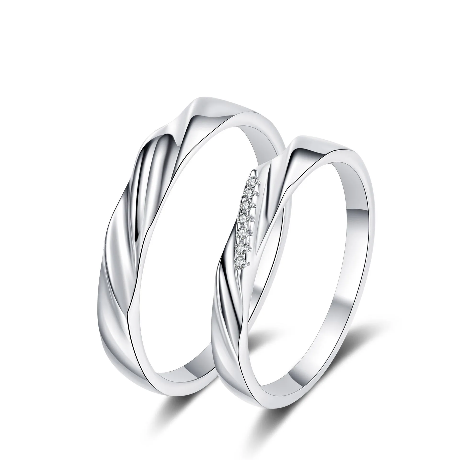 

Aisne Real 0.028ct VVS D Color Moissanite Wedding Couple Rings For Lovers Engagement White Gold 925 Sterling Silver Jewelry Ring