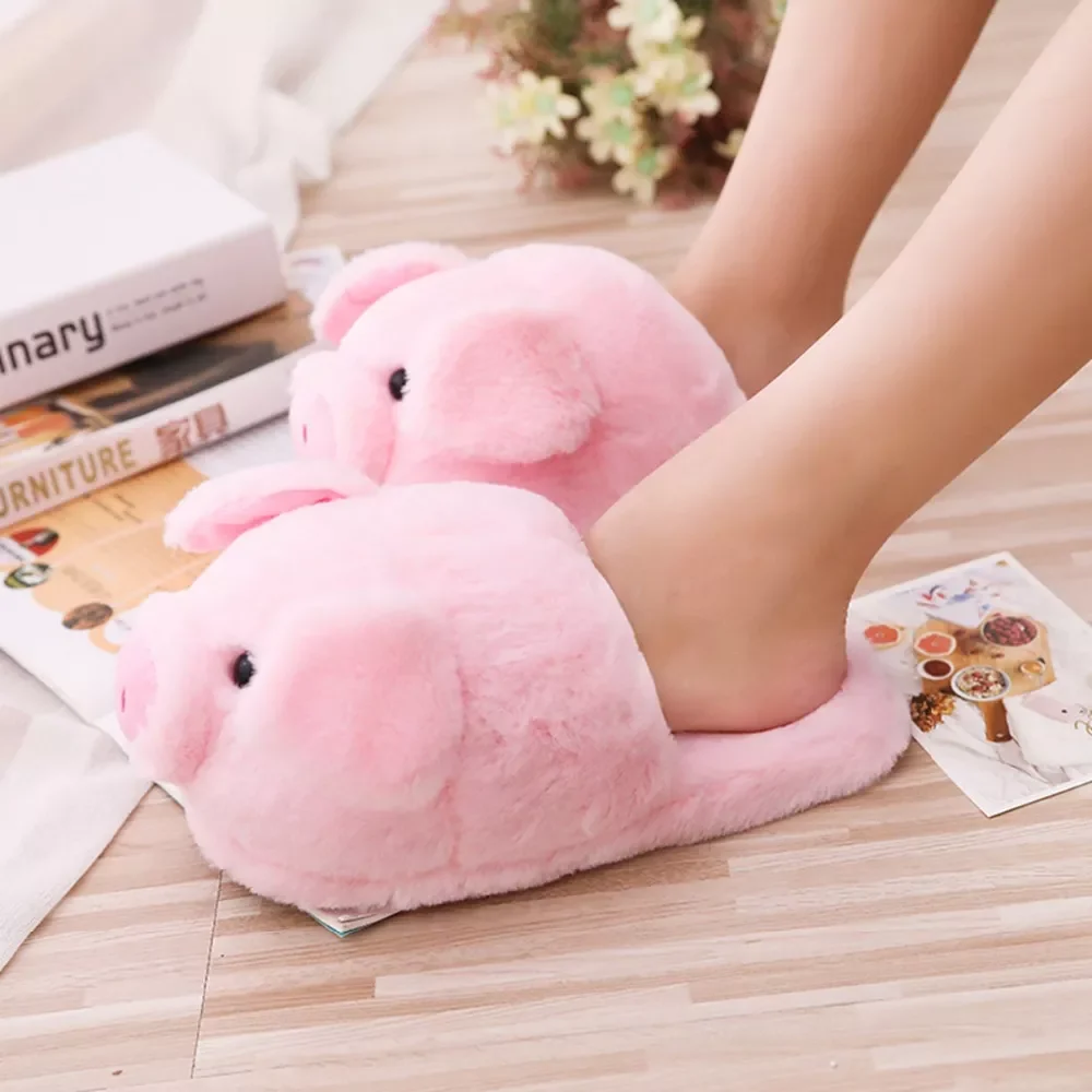 

NEW IN Lovely Flip Flop Cute Pig Girls hape Home Floor Soft Stripe Slippers Female Shoes Winter Spring Warm Shoes chaussure femm