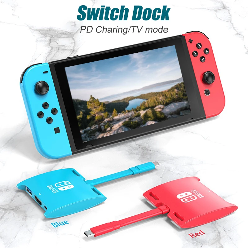 

Switch Dock TV Dock for Nintendo Switch Portable Docking Station USB C to 4K HDMI-compatible USB 3.0 Hub for Macbook Pro