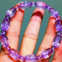 natural purple kunzite quartz clear barrel beads bracelet 13 2x8 5mm cat eye women men kunzite rare powerful energy aaaaaa
