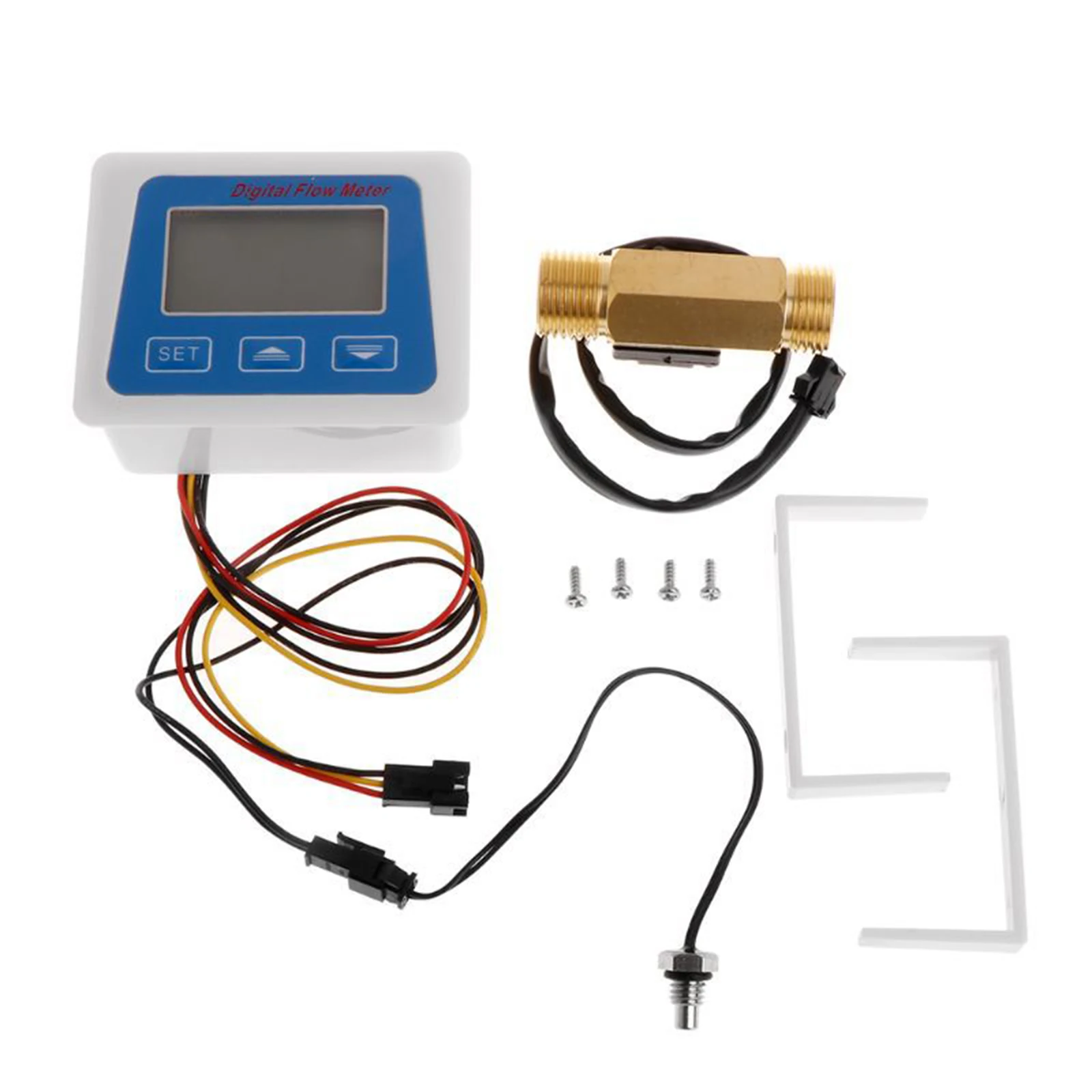 Digital Flow Meter Digital Display Flow Gauge With G1/2 Flow Sensor Flow Meter Totameter Electronic Water Meter Temperature Time