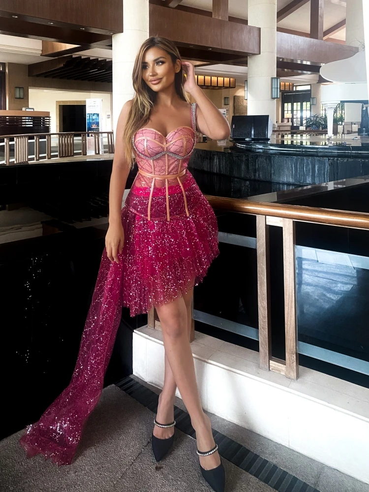 Летний белый комплект из двух предметов со стразами женский кружевной сетчатый