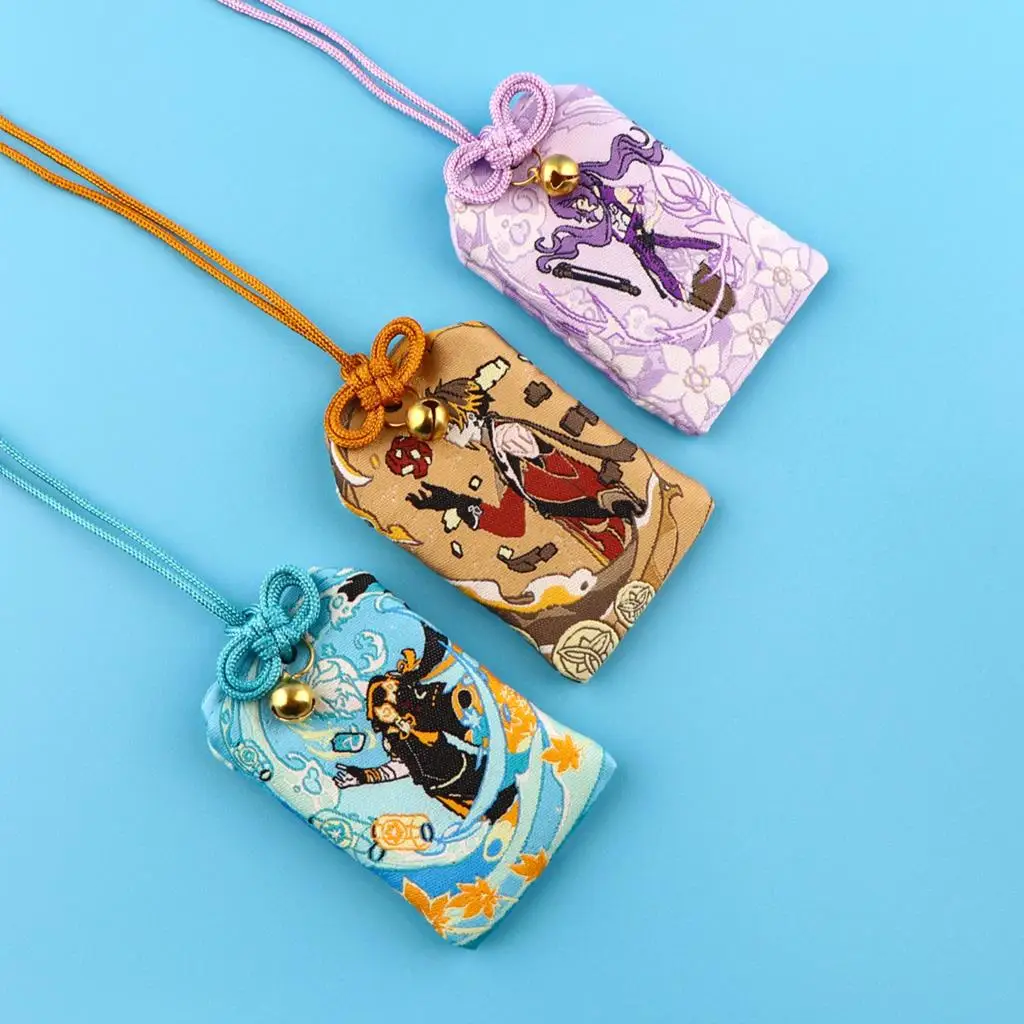 

Anime Figures Embroidery Pray Fortune Omamori Pendant Keychain Beauty Health Safety Lucky Charming Wealthy Bag Keyrings Gifts