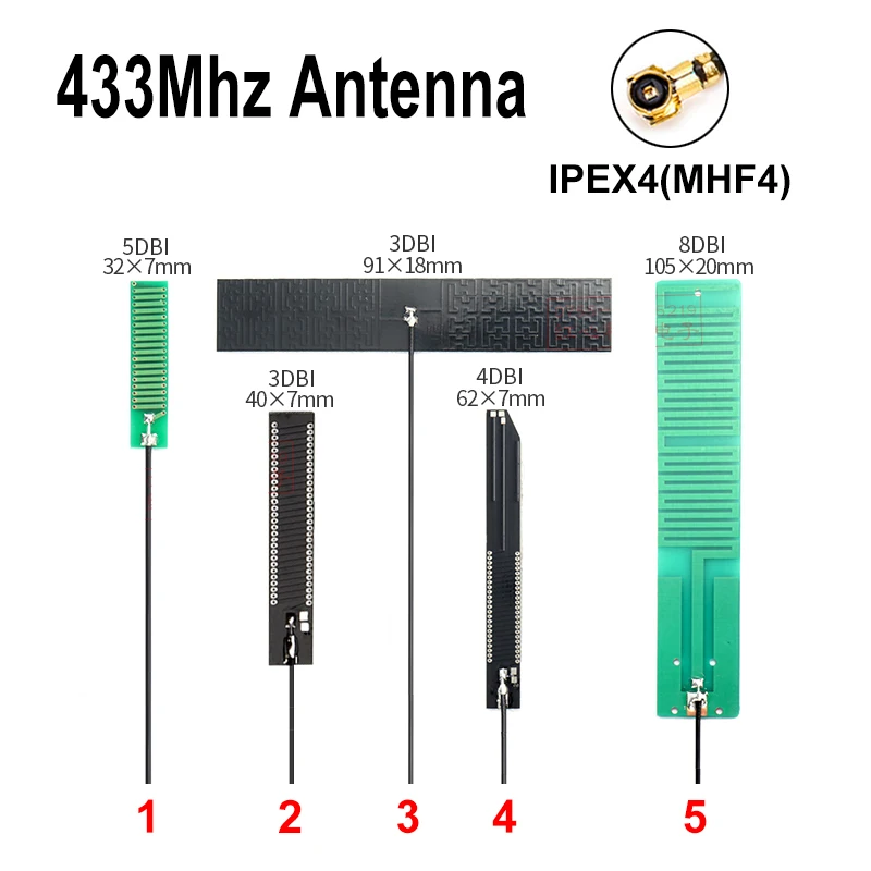 2 шт. Lora 433 МГц антенна 433 м всенаправленная печатная плата антенна IPEX4 MHF4 Встроенная антенна с высоким коэффициентом усиления антенна дальнего радиуса действия антенна
