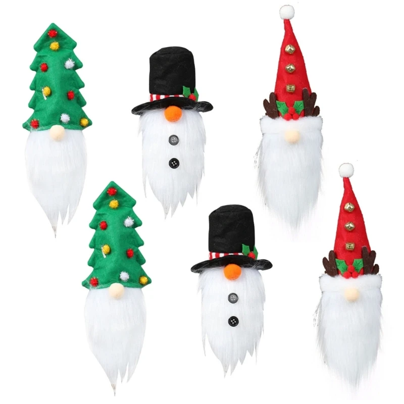 

6pcs Christmas Gnomes Wine Bottle Cover Cute Elk Tree Hat Swedish Tomte