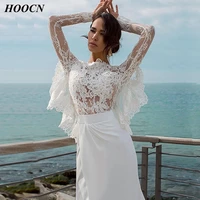 herburnl scop neck sexy romantic wedding dress appliqu%c3%a9 buckle trailing tail backless see through bridal gown side split open