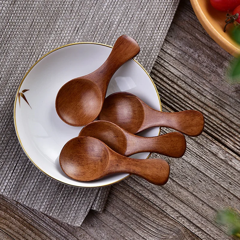 

10Pcs Small Wooden Spoons Mini Wood Scoop Salt Spoon Coffee Tea Sugar Scoop Short Handle Cake Spoon for Spice Condiment Jars