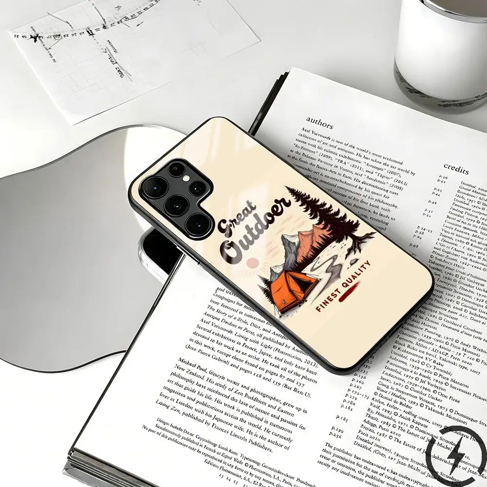 Фото Модный чехол для телефона с горным принтом для Samsung S26 S25 S24 S23 S22 S21 S20 Plus Ultra Note20, стеклянный магнитный чехол №3