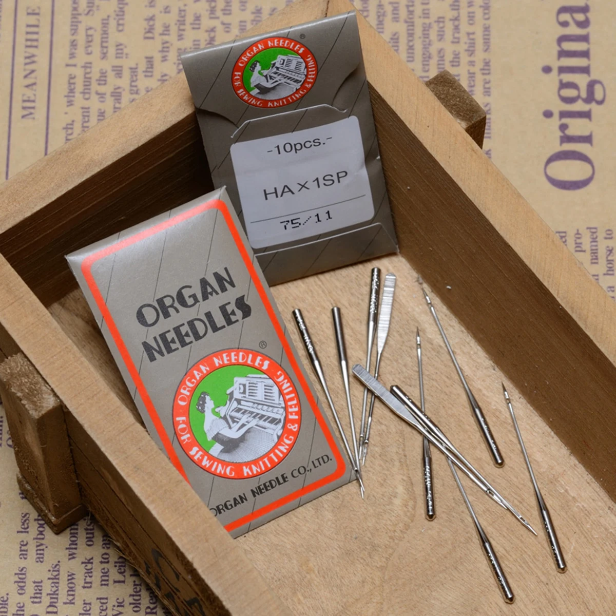 Фото 20шт # HAX1SP ORGAN Шариковая/острая эластичная домашняя швейная машина с плоским хвостовиком игла №2