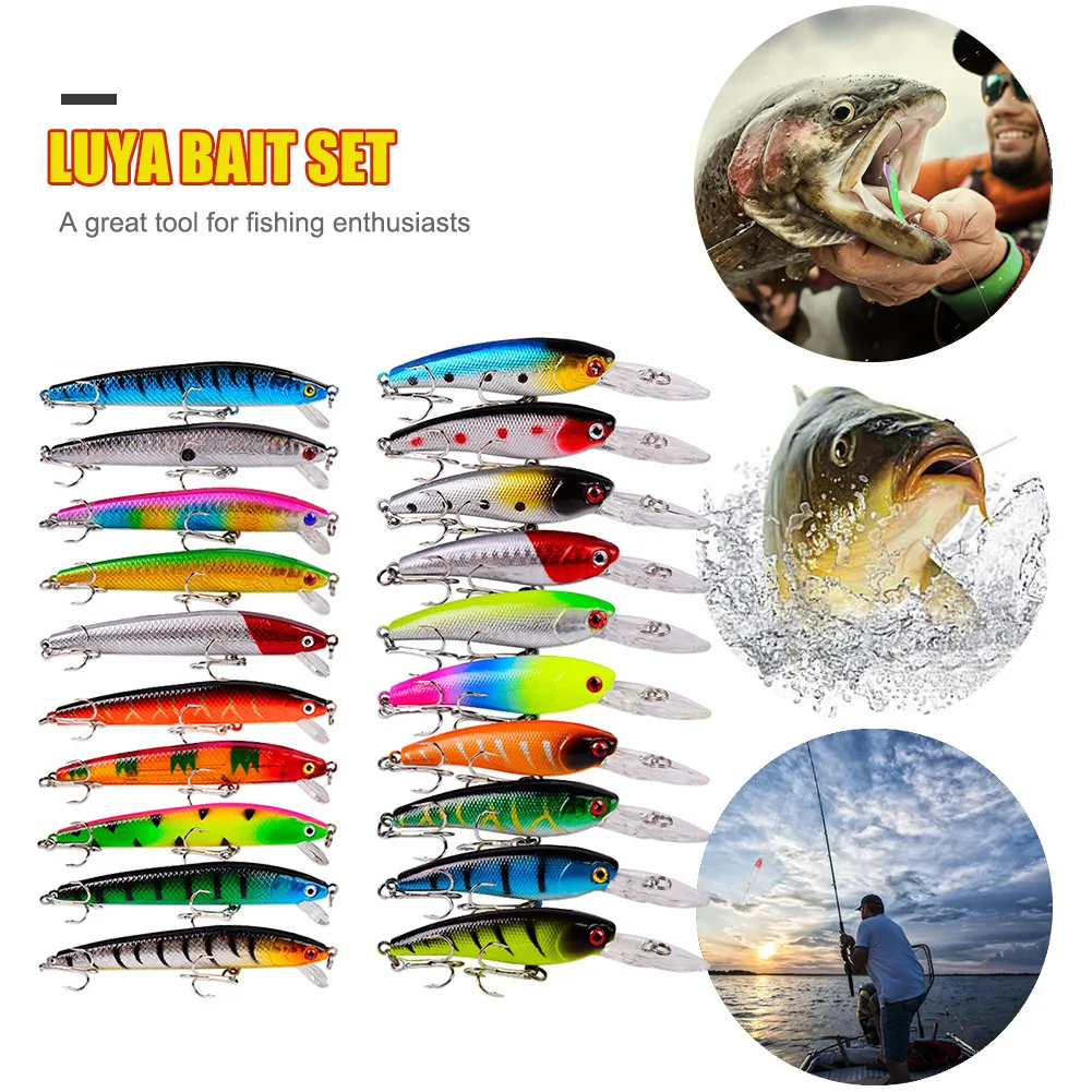 

20pcs Minnow 8g 9.5cm 9cm Lures Professional Crankbait Artificial Wobbler Fishing Swim Baits with Hook SwimBait