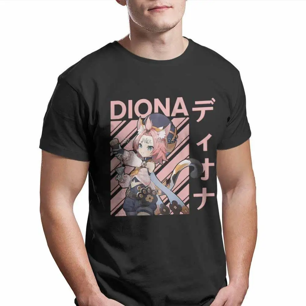 

Genshin Impact Action Role-Playing Game Diona Men Anime T Shirt Cool Tshirt Short Sleeve Tees Streetwear Harajuku