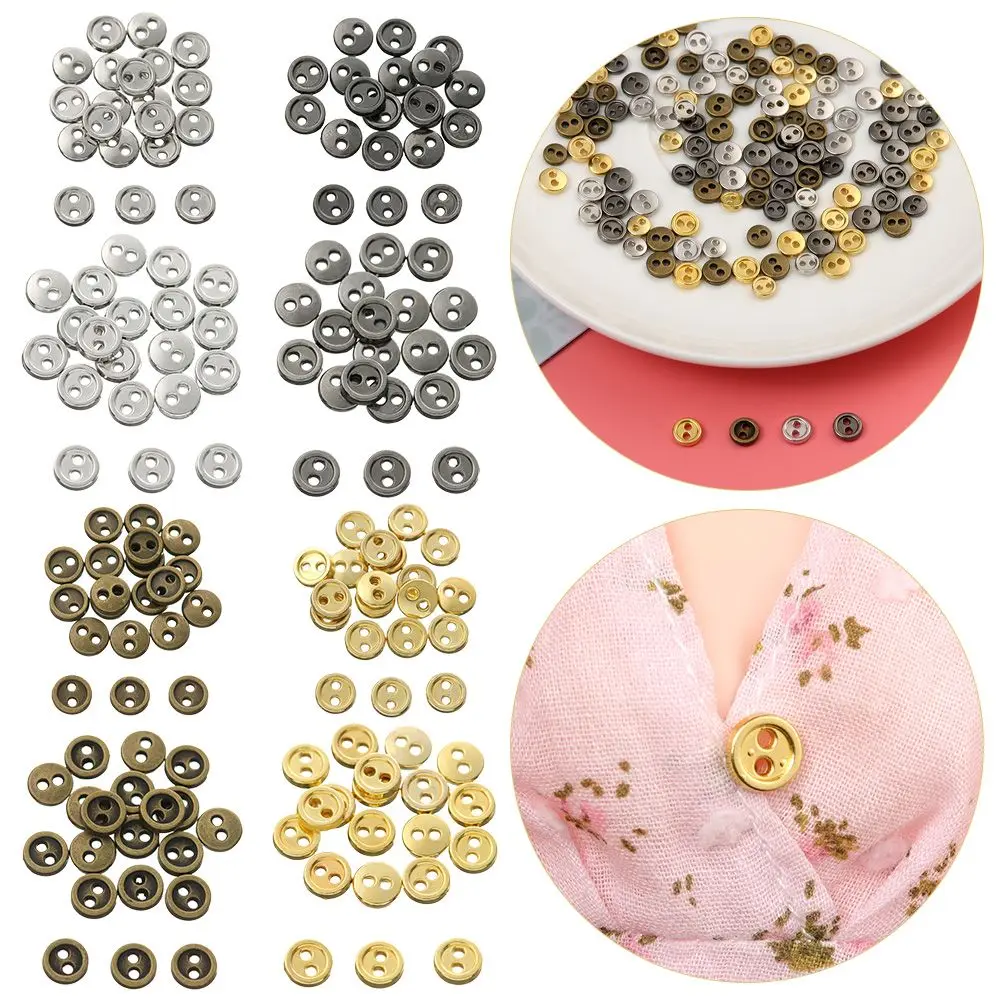 

20pcs Cute Two Holes Accessories Handmade Dolls Strap Buckles DIY Doll Clothes Mini Metal Buttons Clothing Sewing Craft