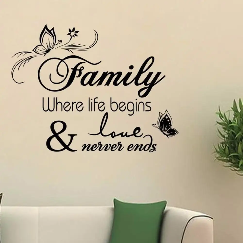 

Creative Family Butterflies Wall Sticker For Living Room Decor Says Family Where Life Begins And Love Never Ends Wall Decal