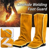 1 pair cowhide leather welding spats protective shoes feet cover heat resistant flame retardant welding boot cover safety work