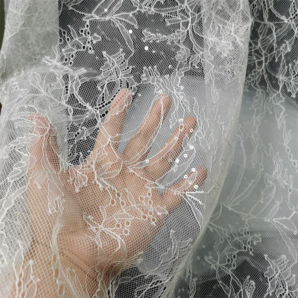 Новый белый французский кружевной костюм шантильи шириной 150 см женский материал