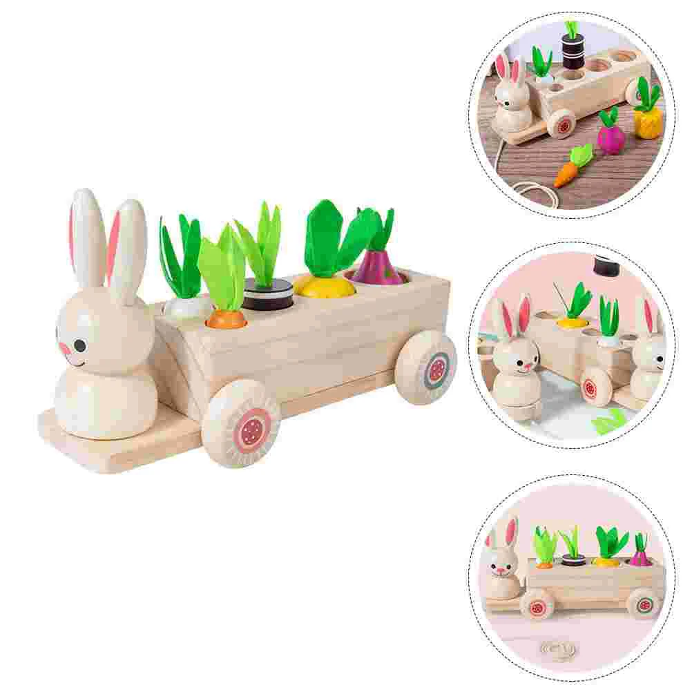 

1 Set of Interesting Children's Rabbit Pulling Cart Radish Matching Plaything