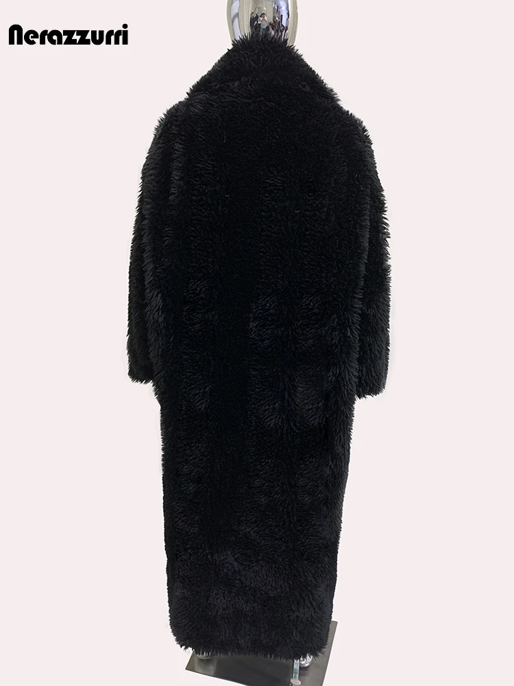 Nerazzurri осень зима оверсайз длинный толстый теплый мягкий волосатый пушистый шуба