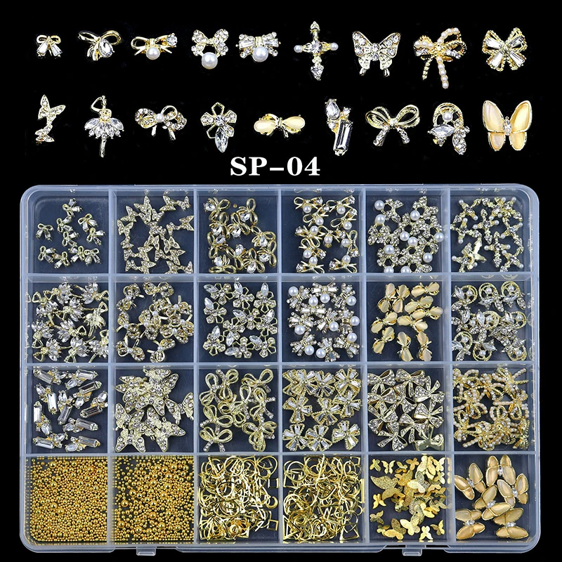 

3D Butterfly Nail Decoration Alloy Rhinestones Kit Resin Gem Stone Nail Charms for Nail Art 3D Mix Crystal Nail Accessories Tool