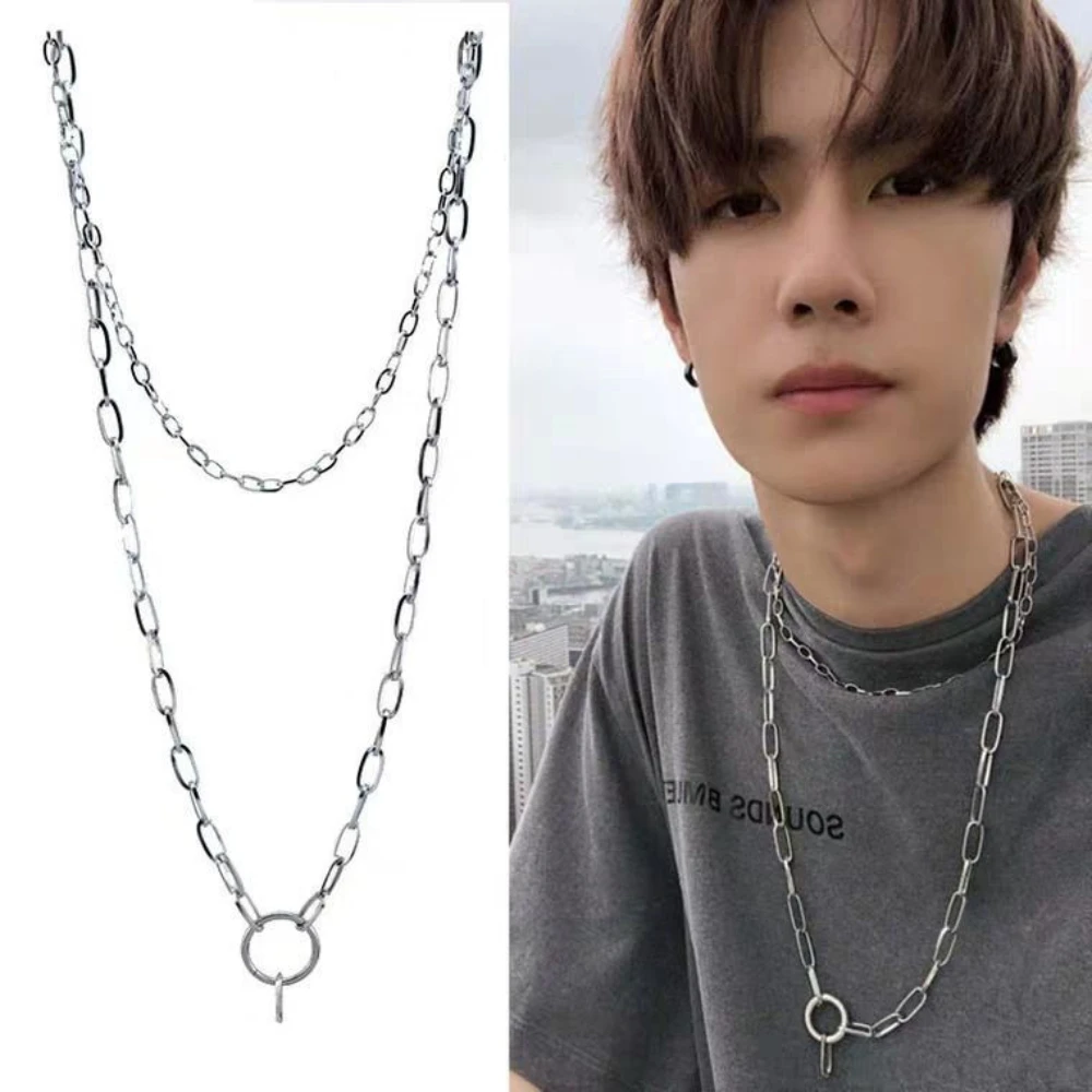 

Personalized Chic Double Chain Necklace Design Hip Hop Disco Long Sweater Chain Layered Necklace