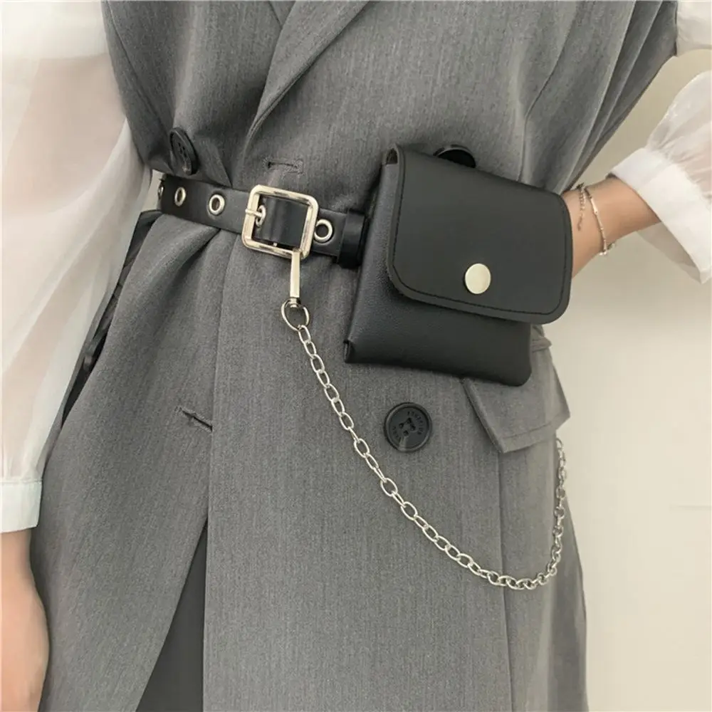 

New Fashion Women Leather Thin Belt With Bag Triangle Metal Buckle Waist Strap Designer Ladies Girl Skirt Coat Dress Jeans Decor