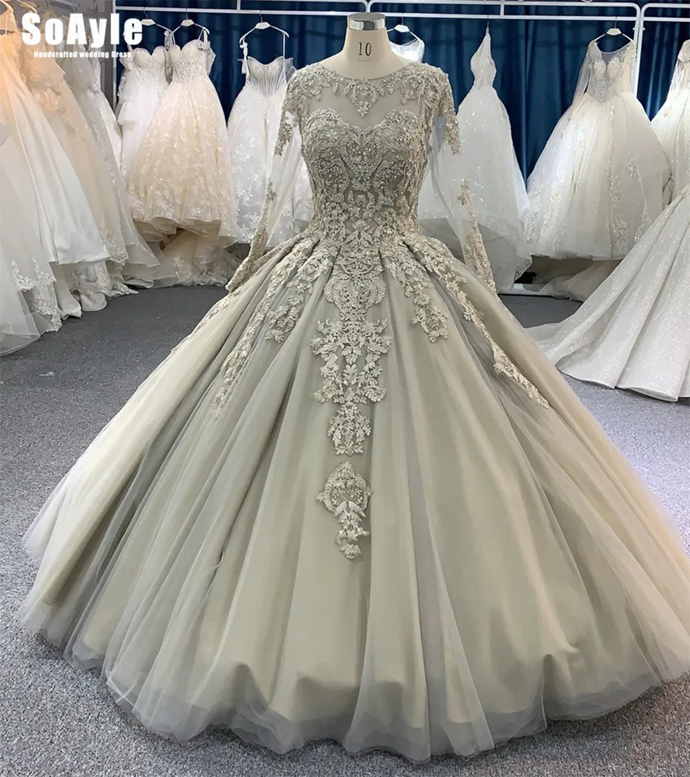 

Женское свадебвечерние платье с длинным рукавом SoAyle, элегантное красное платье с помпонами и высоким воротником, украшенное вышивкой, YP2546