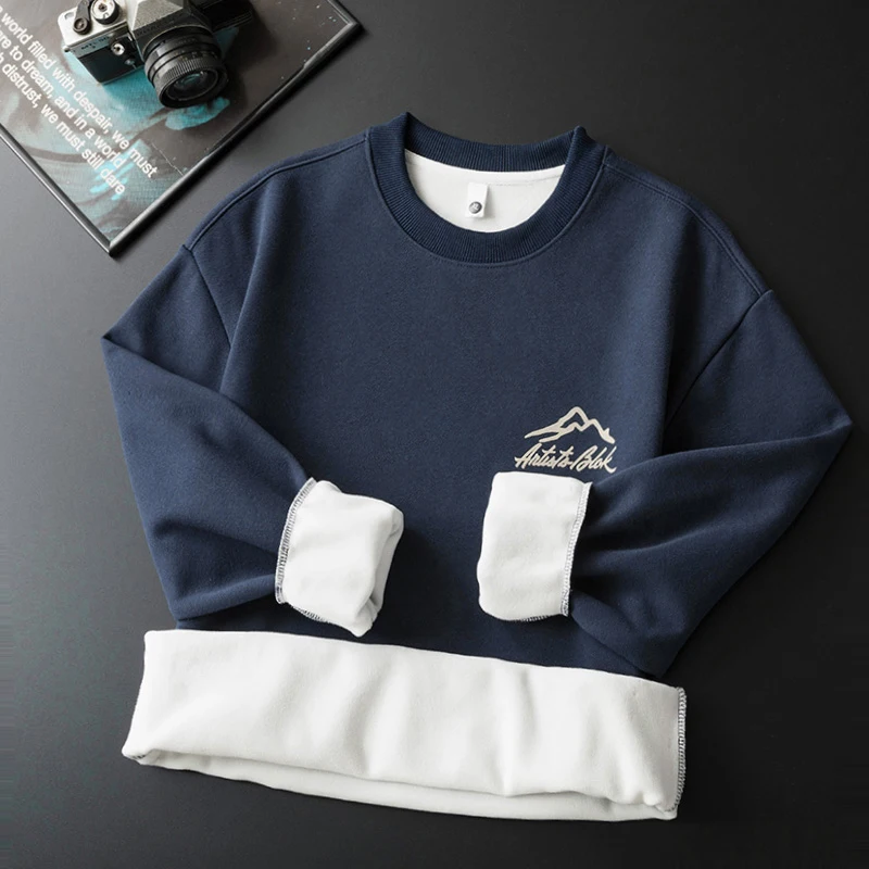 KSTUN зимняя мужская толстовка на флисовой подкладке с круглым вырезом утепленные