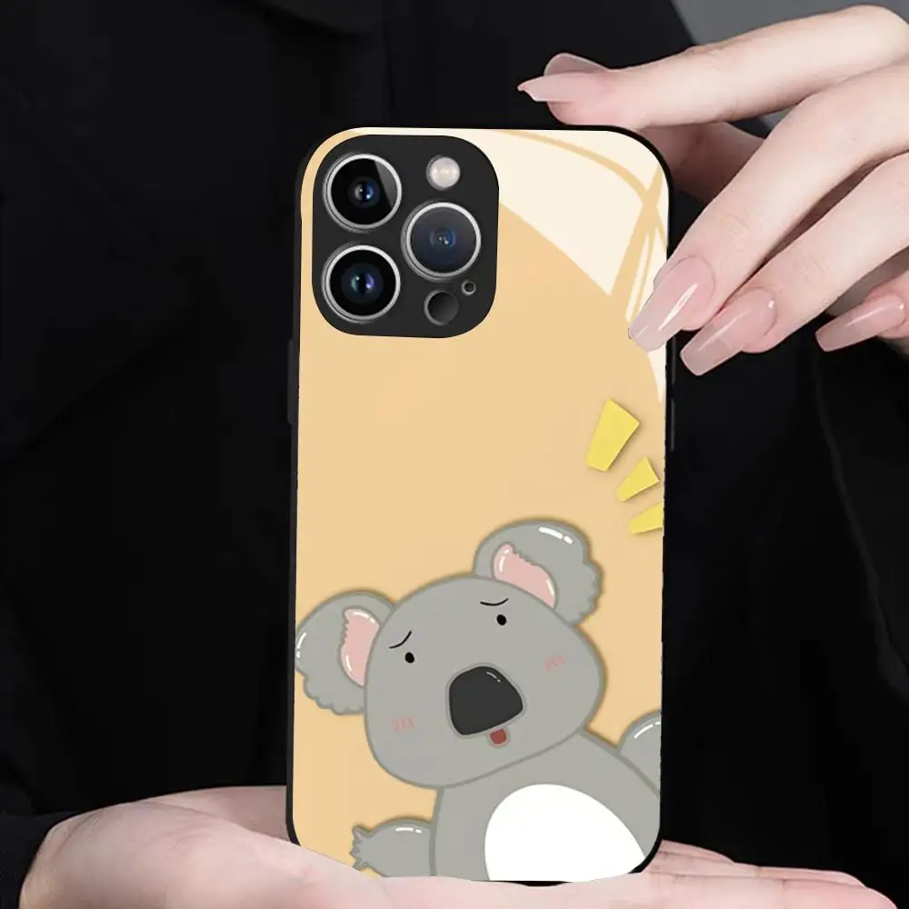 Забавный мультяшный чехол K-коала для iPhone 17 16 15 14 13 12 Pro Max Xr Air Plus, черныйсеребристый, жесткий корпус (art.: 3920db82e8bb8) - 3920db82e8bb8