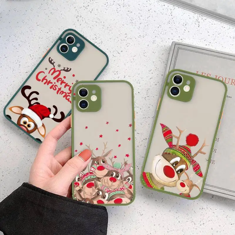 

Merry christmas santa elk snowflake gift Phone Case matte transparent For iphone 11 12 13 6 s 7 8 plus mini x xs xr pro max