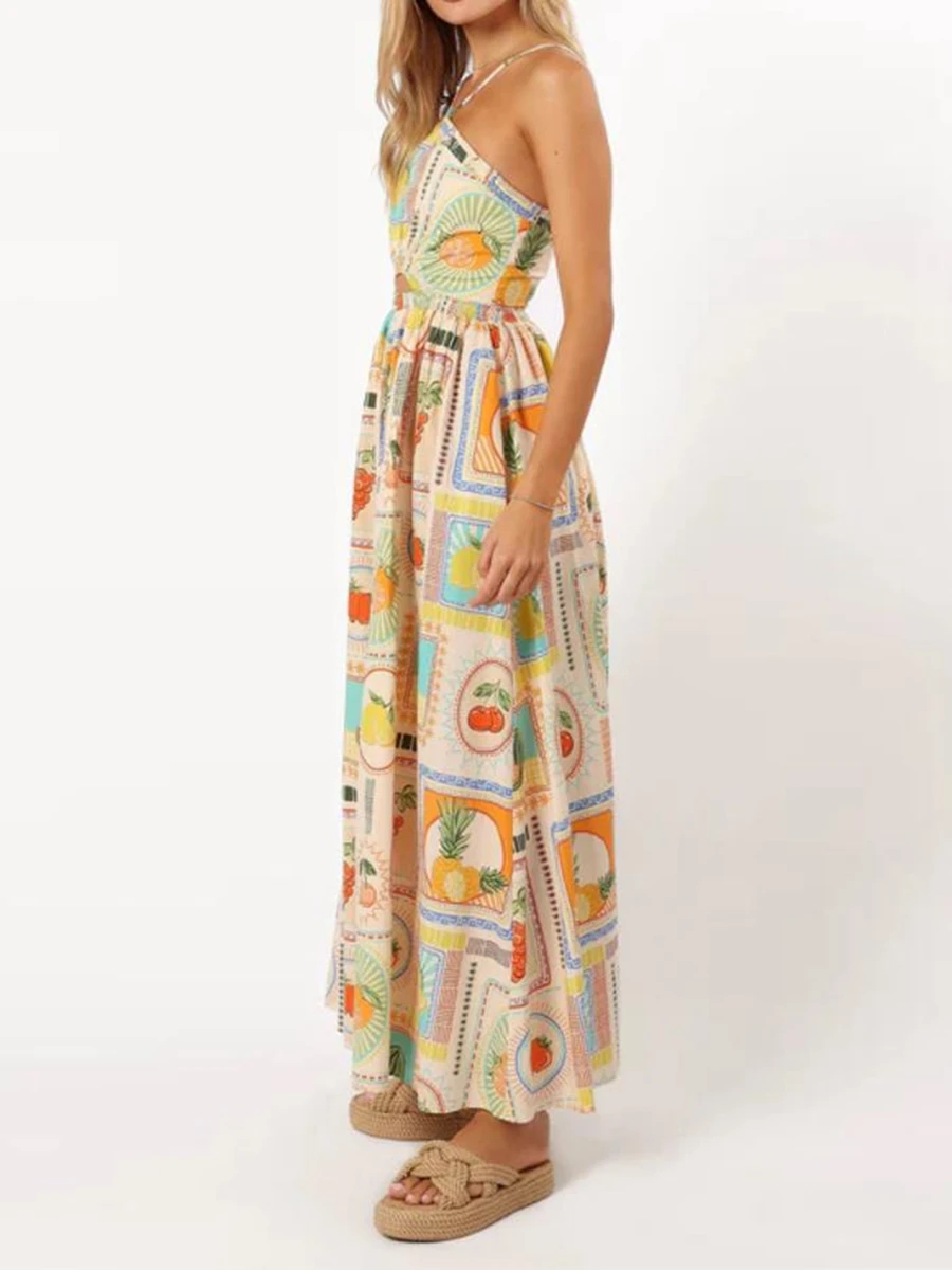 Женское платье без рукавов на тонких бретельках повседневное летнее