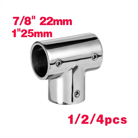 1/2/4 шт., фитинги для поручней лодки, 90 градусов, тройник для труб 7/8 дюйма/1 дюйм, сверхмощный морской тройник из нержавеющей стали для перил, соединитель из нержавеющей стали 316
