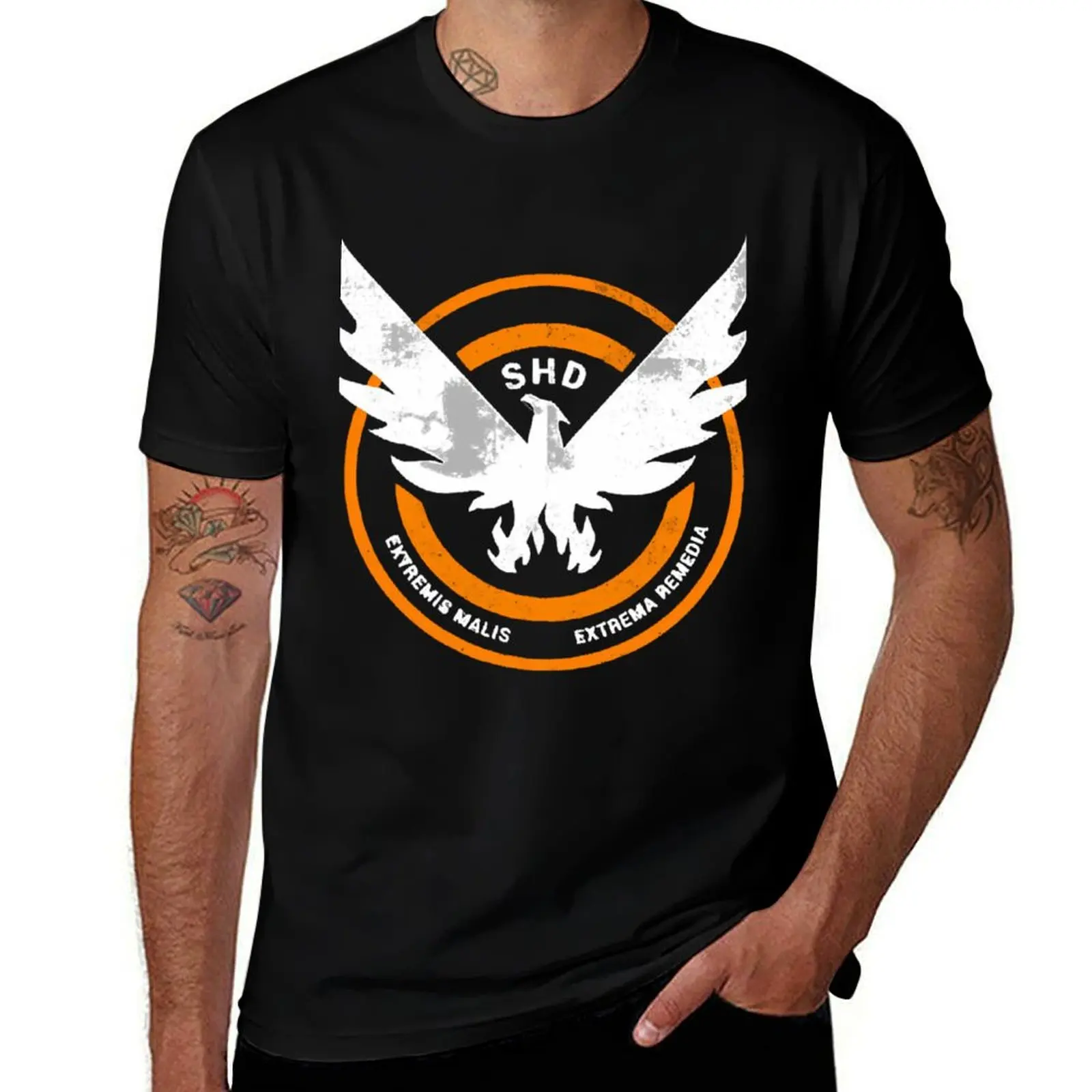 Фото Футболка The Division Shd Grunge Logo 2, топы больших размеров с графикой, таможенный дизайн, мужские футболки №1