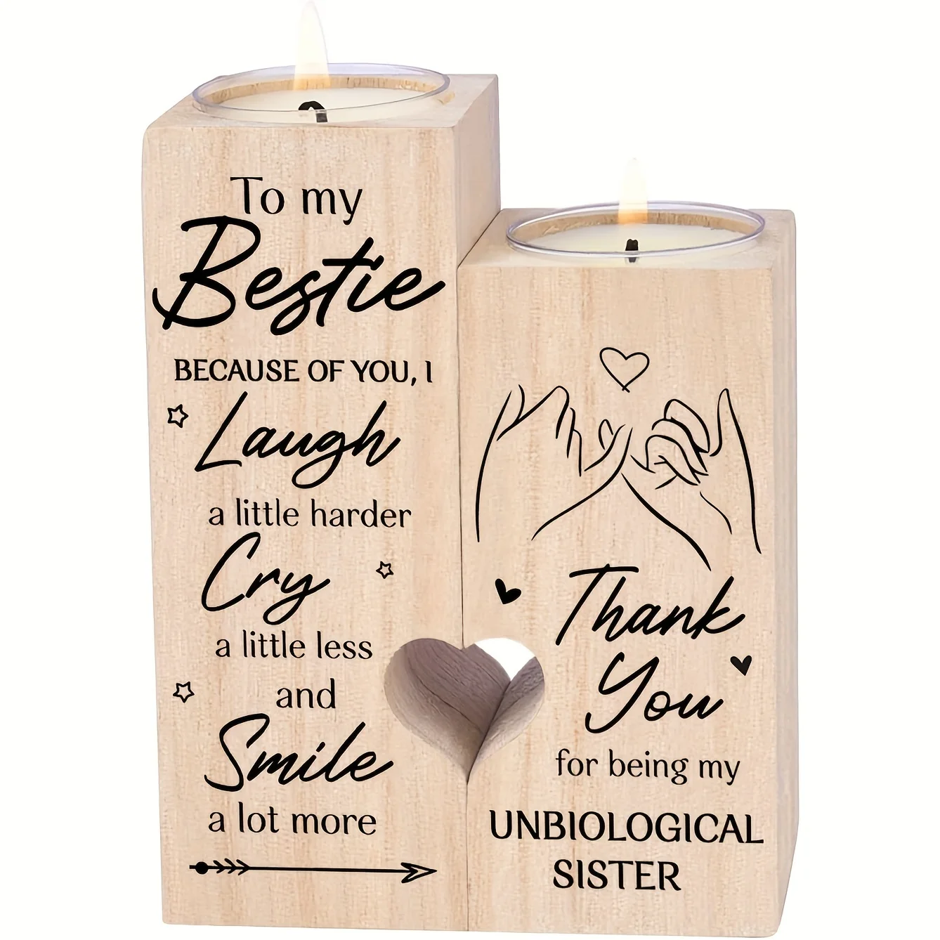 

1pc, Double Sided Printed Large Candle Holder, Double-Sided Printing Candlestick Holder, To My Besite Gift Friendship Gift，Unbio