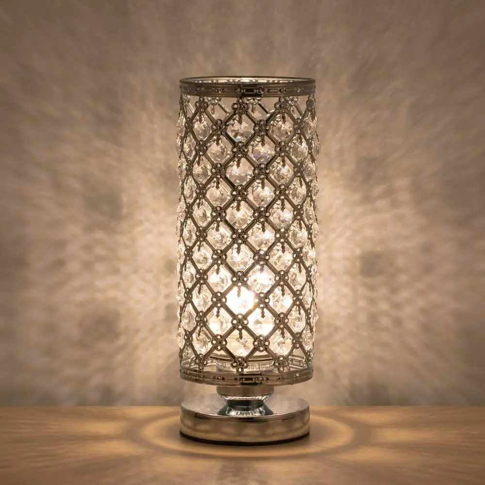 

Modern Crystal Table Night Lamp with Metal Frame