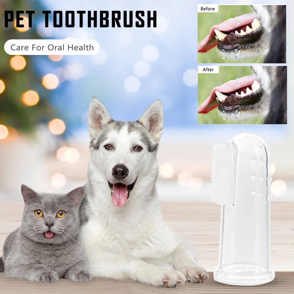 

1pc Super Soft Pet Finger Toothbrush Teddy Dog Brush Bad Breath Tartar Teeth Tool Dog Cat Cleaning Pet Supplies Dog Toothbrushes