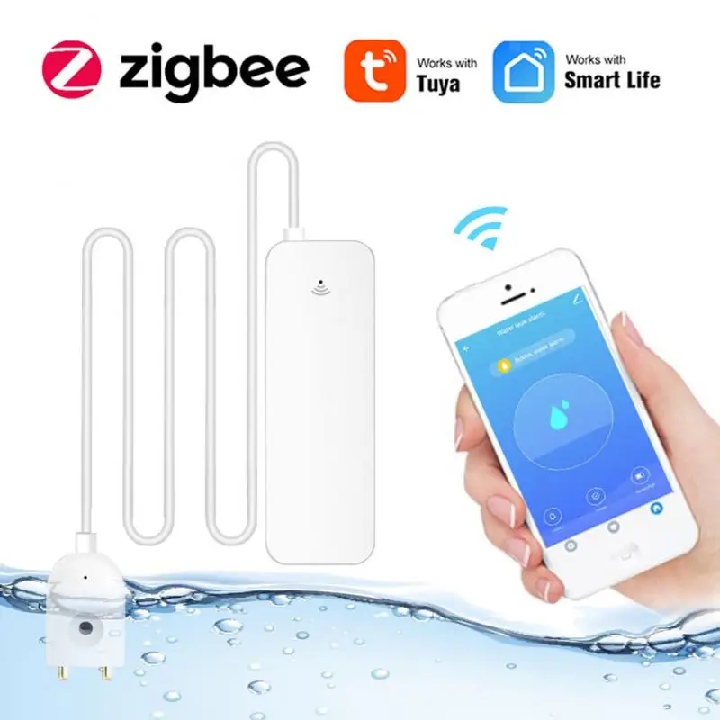 

Tuya Zigbee Water Leakage Sensor Smart Home Alarm Water Leak Detector Flood Alert Overflow Security Alarms System Tuya Sensor