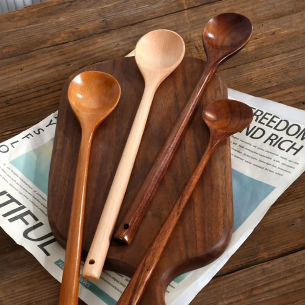 

1Pcs Wooden Korean Style Long Spoons Multipurpose Wooden Spoon For Soup Cooking Smoothie Scoop Cooking Spoon Kitchen Utensil